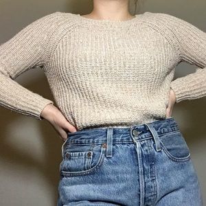 Cream Waffle Knit Sweater